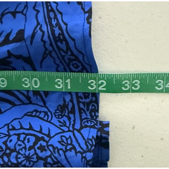 Women's Boho Artsy Blue Botanical Print Midi Skirt Flowy A-Line Tropical 13/14 - Picture 8 of 8